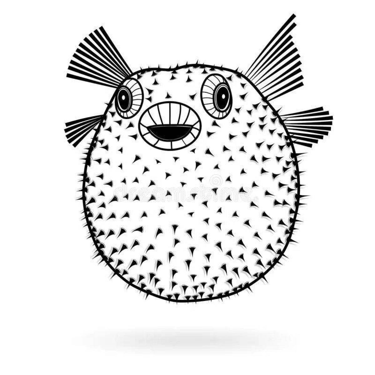 Coloring page elegant pufferfish