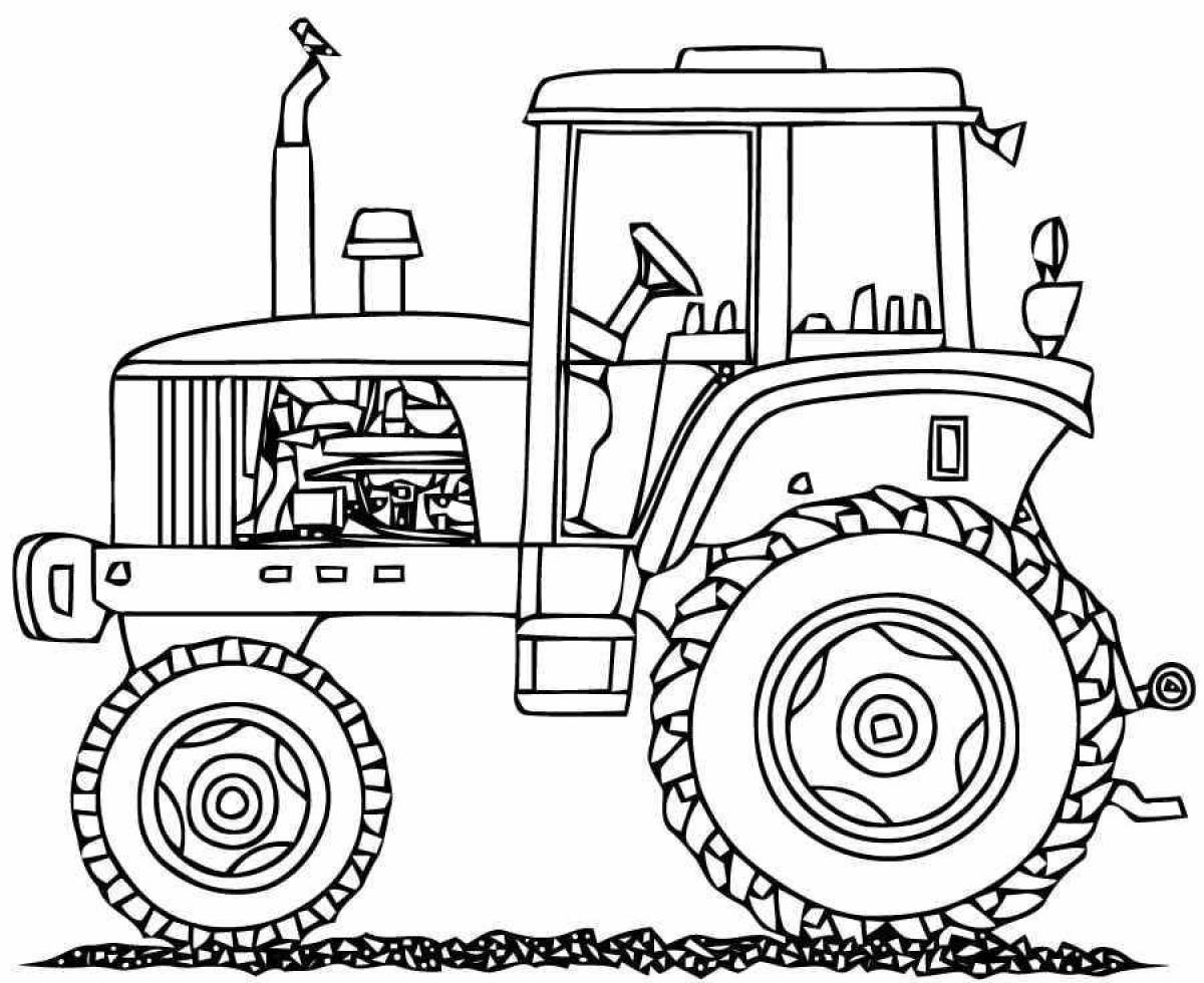 Заманчивая страница раскраски машинного трактора