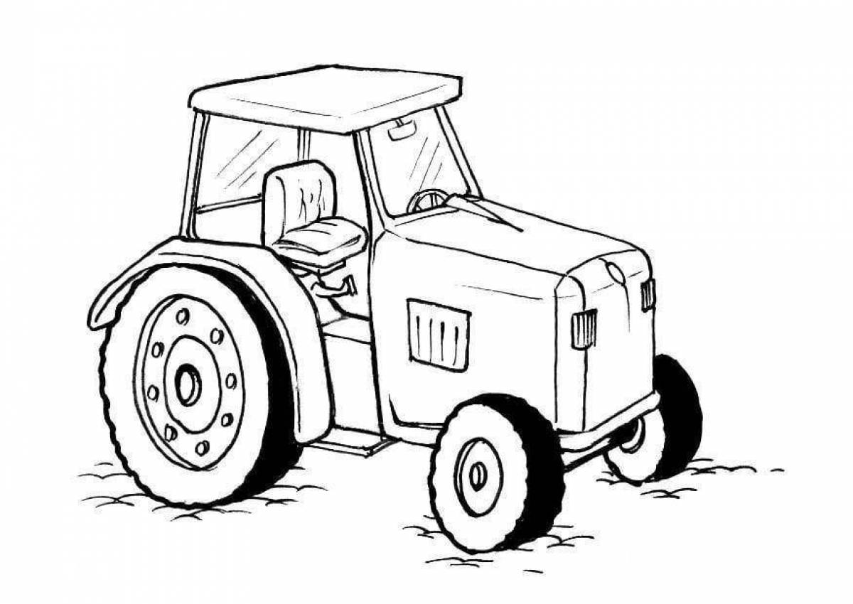 Очаровательная страница раскраски машинного трактора