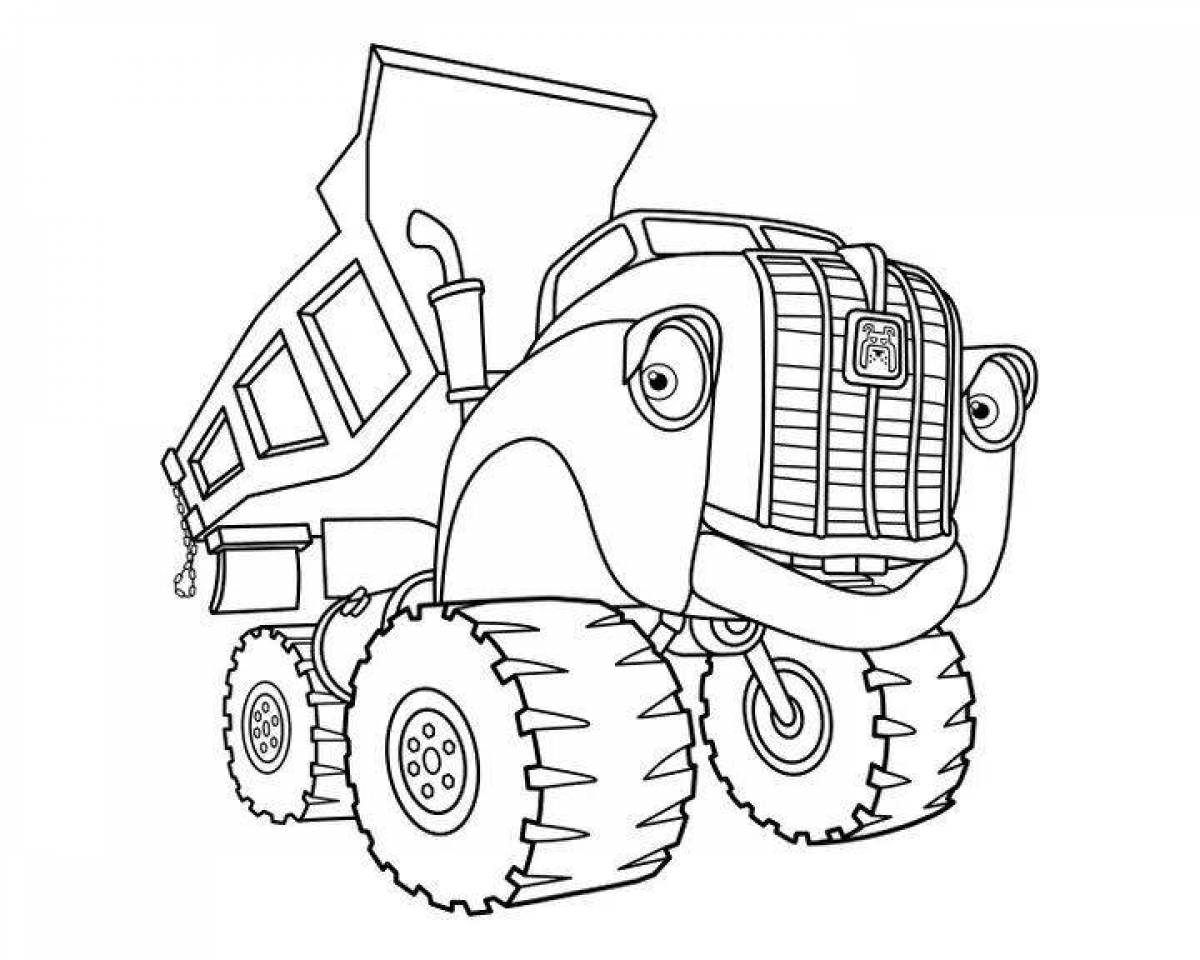 Увлекательная страница раскраски машинного трактора