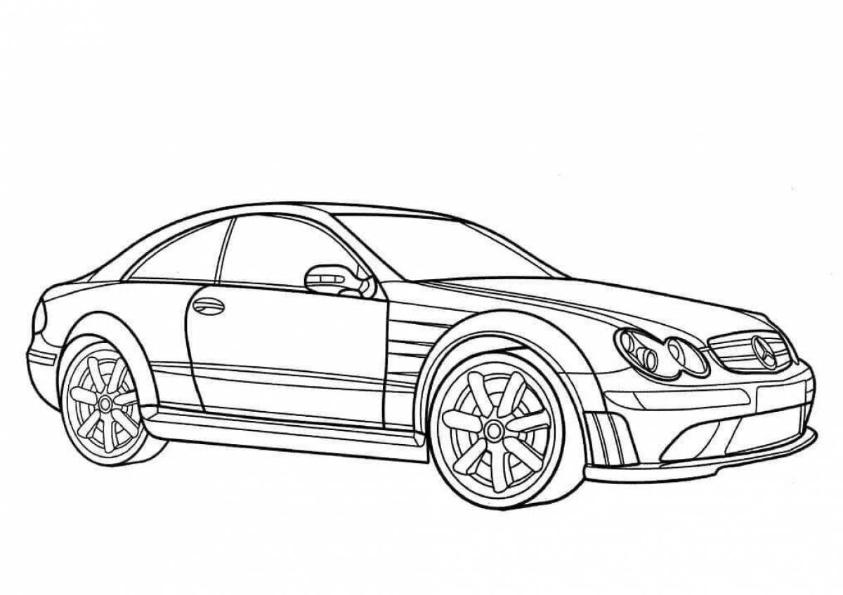 Colourful mercedes car coloring page