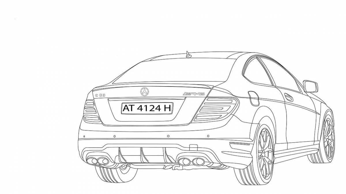 Colouring page with awesome mercedes car