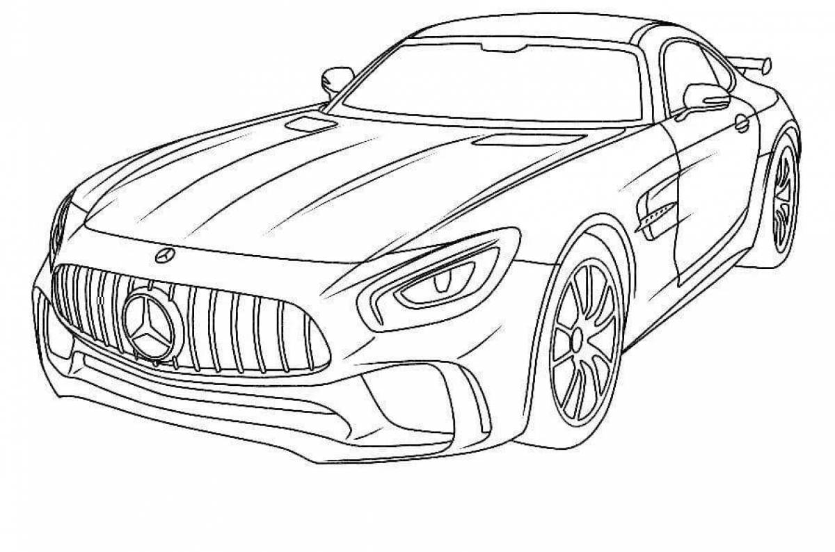 Animated mercedes car coloring page