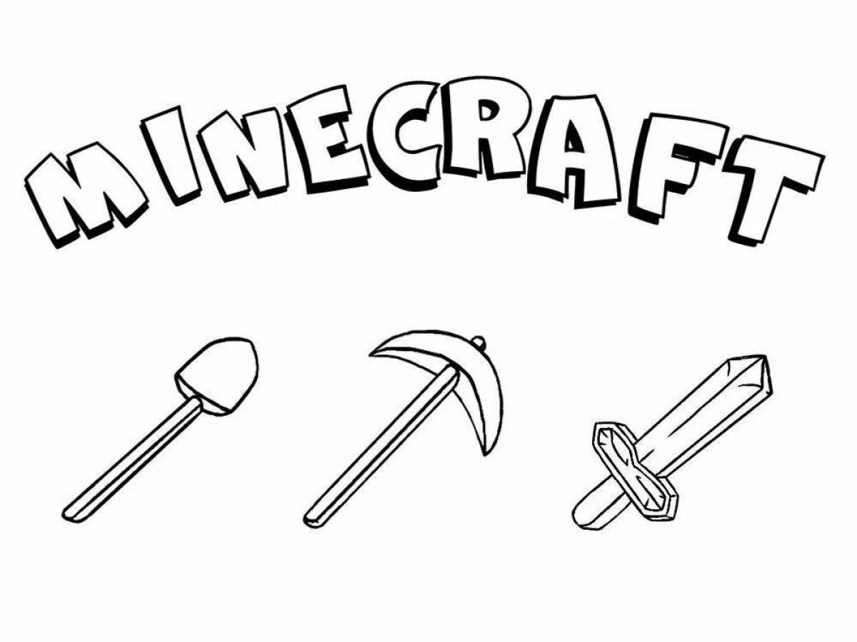Креативная страница раскраски с надписью minecraft
