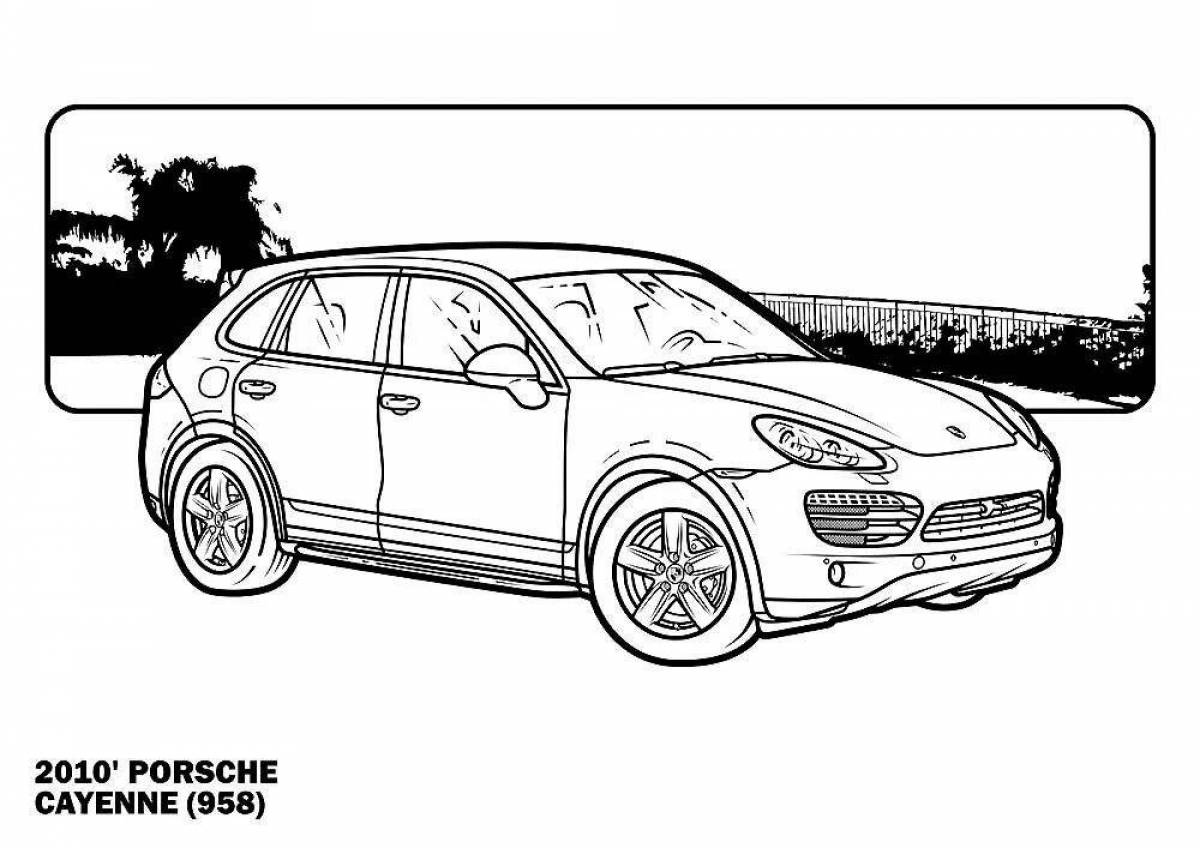 Porsche taycan blooming coloring page