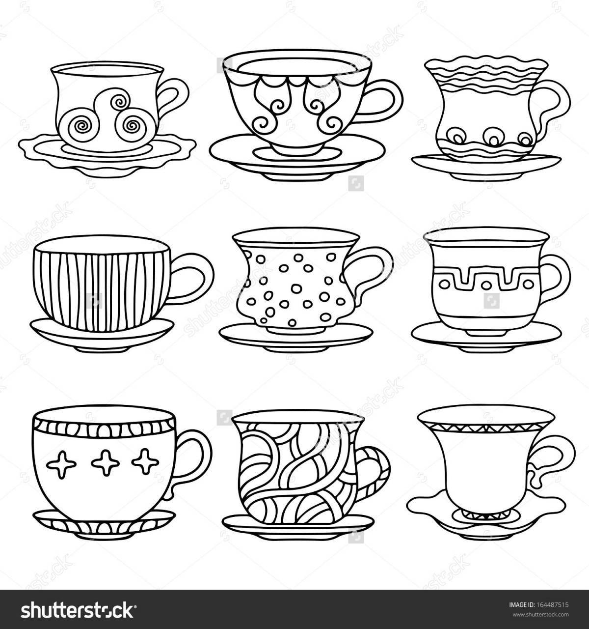 Serene tea couple coloring page