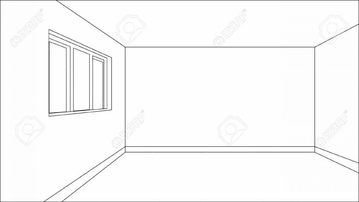 Colorful empty room coloring page