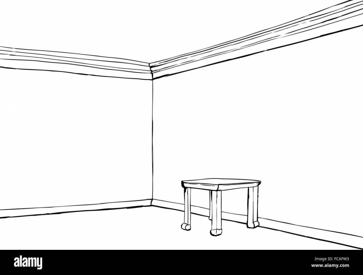 Coloring page calm empty room
