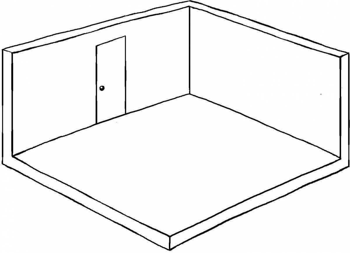 Coloring page empty room with a view