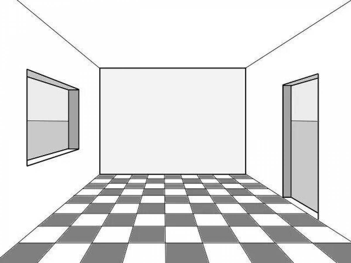 Coloring page empty room with table