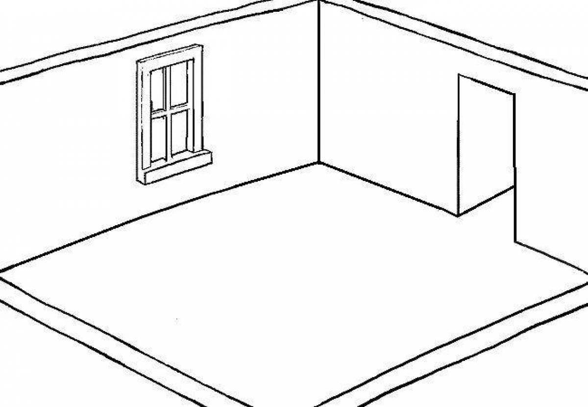 Coloring book empty room with empty ceiling