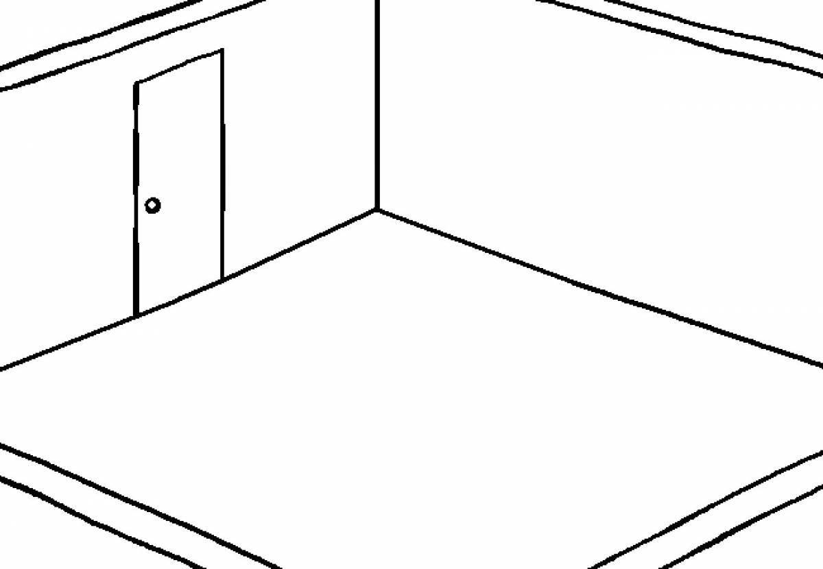 Coloring page empty room with empty window