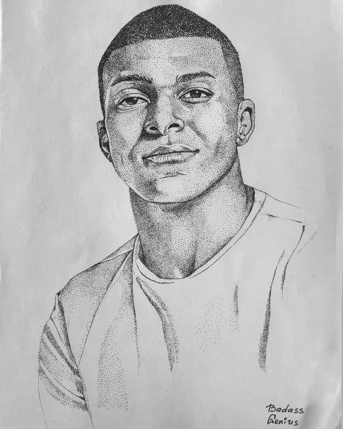 Kaylian mbappe colorful coloring page
