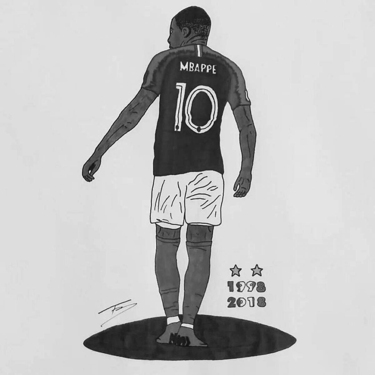 Kylian mbappe's colorful coloring page