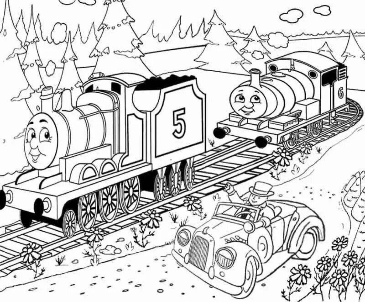 Фото Удивительная страница раскраски новогоднего поезда