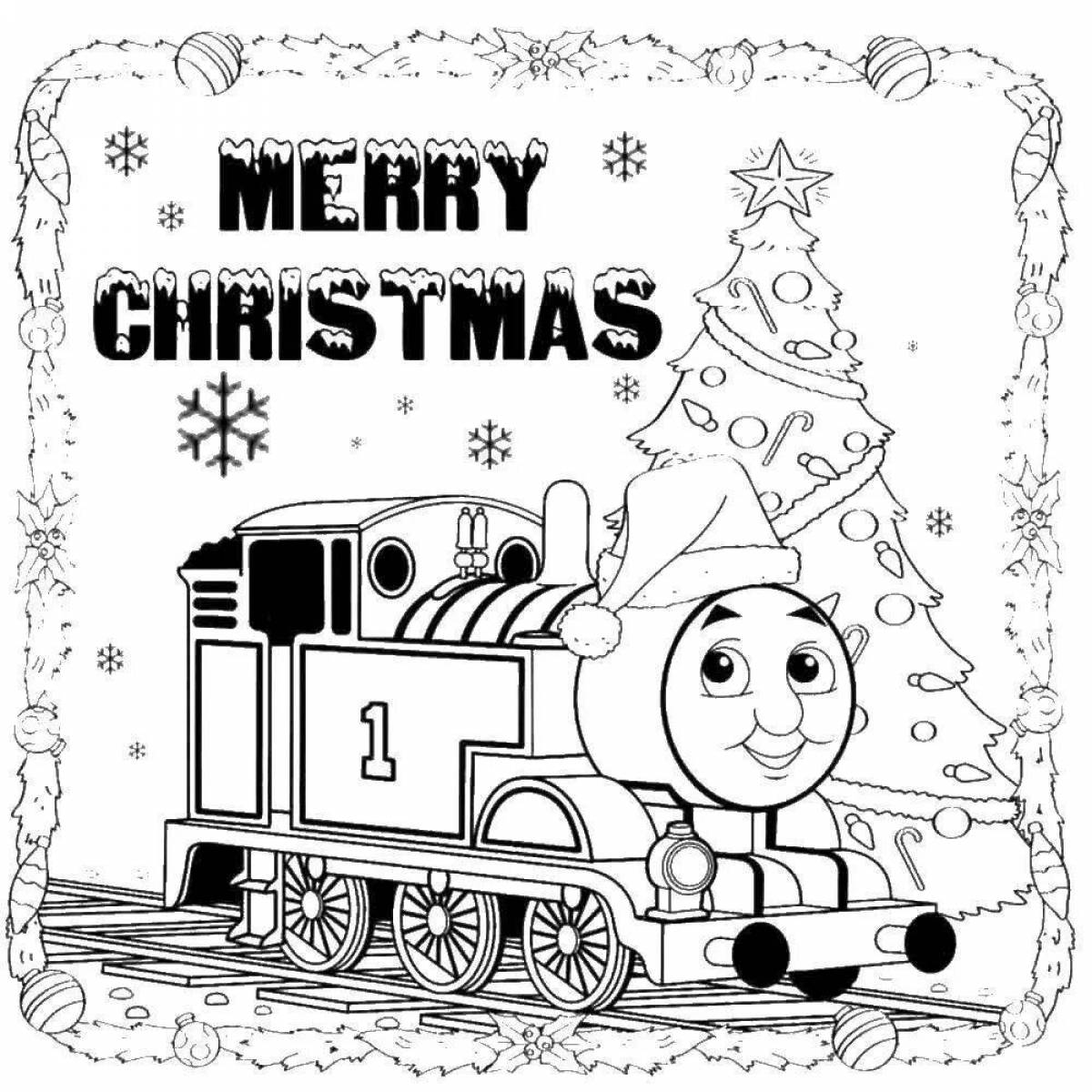Фото Раскраска сказочный новогодний поезд