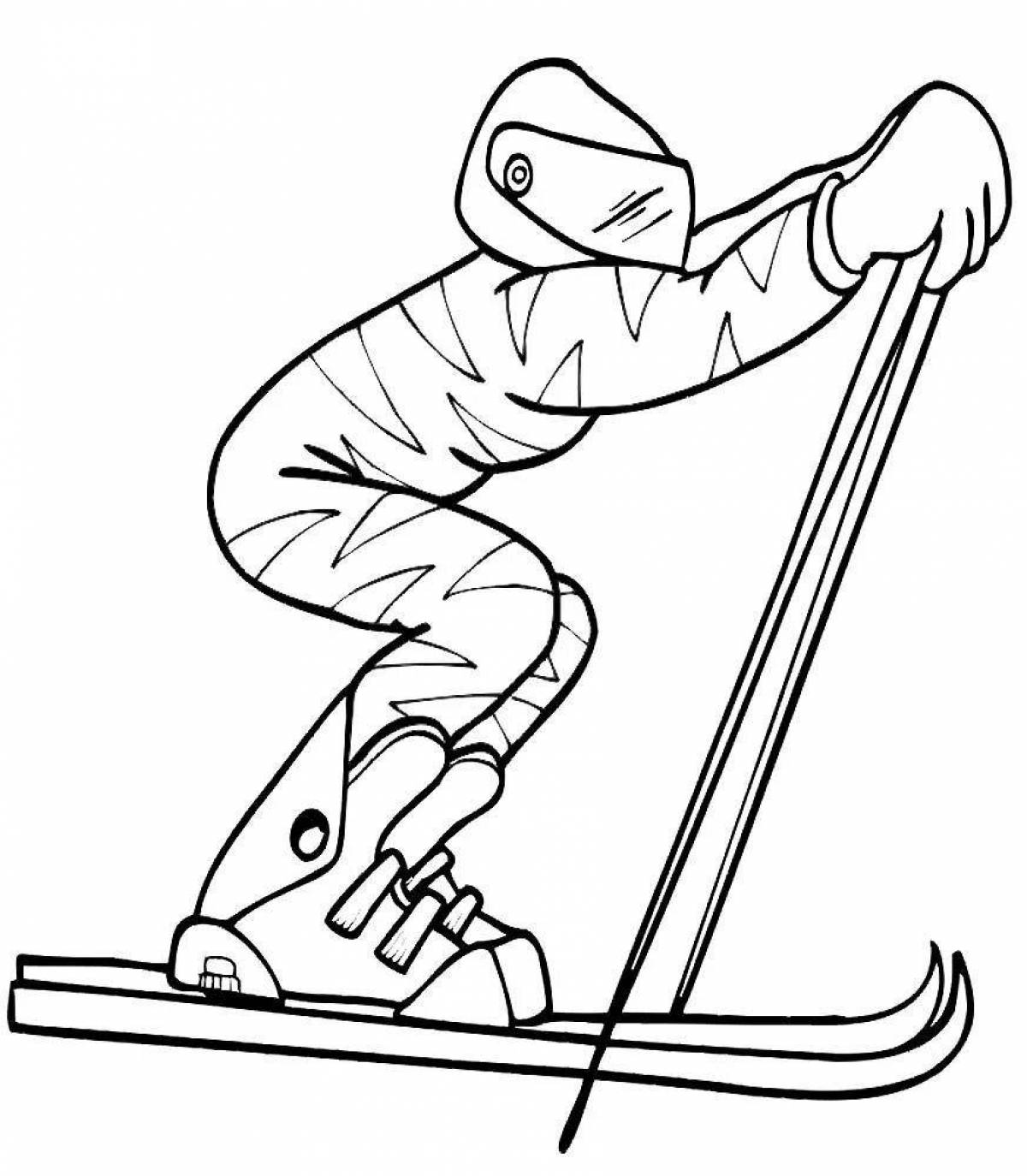 Coloring book shiny skis