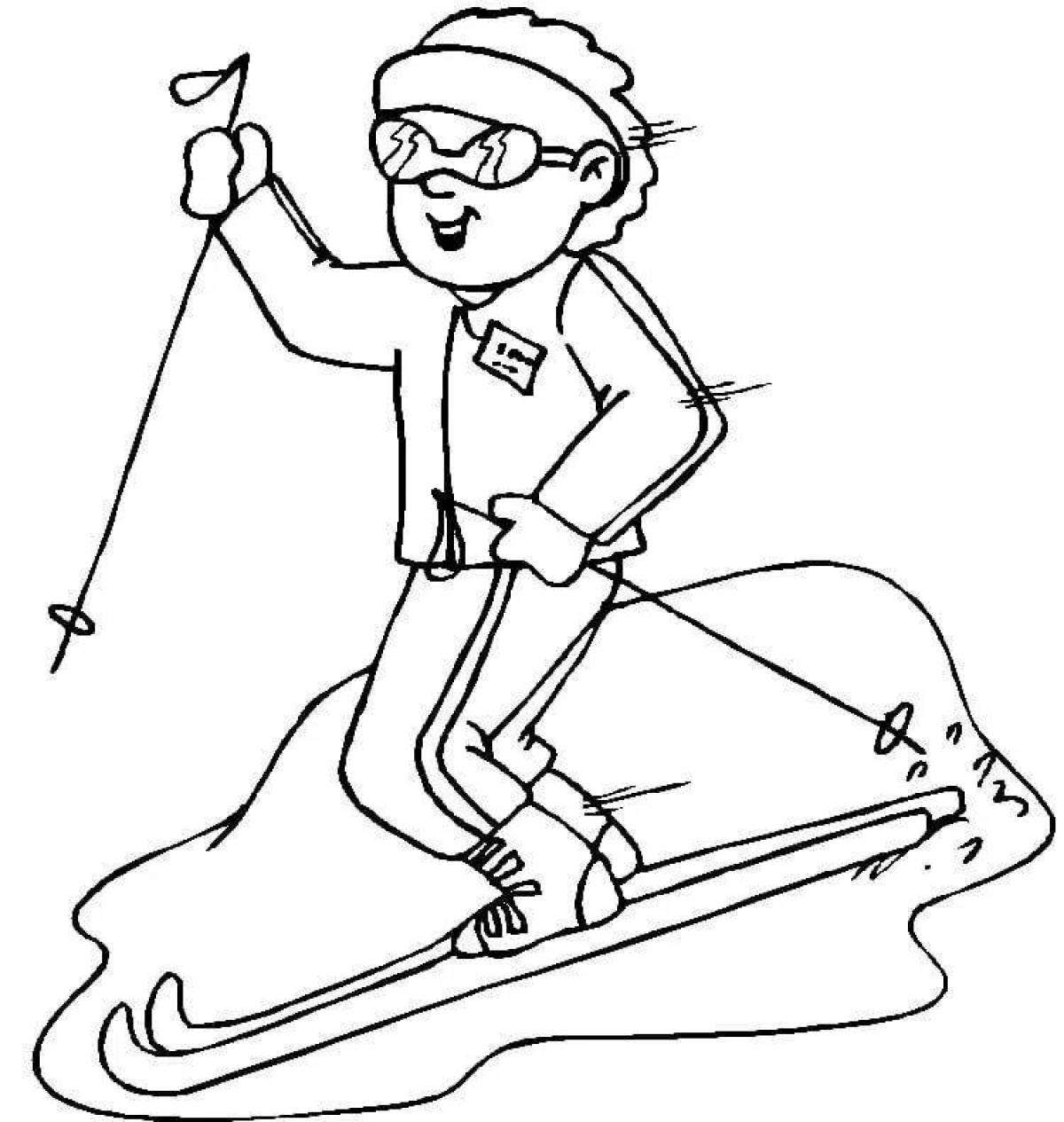 Awesome coloring book for skiing