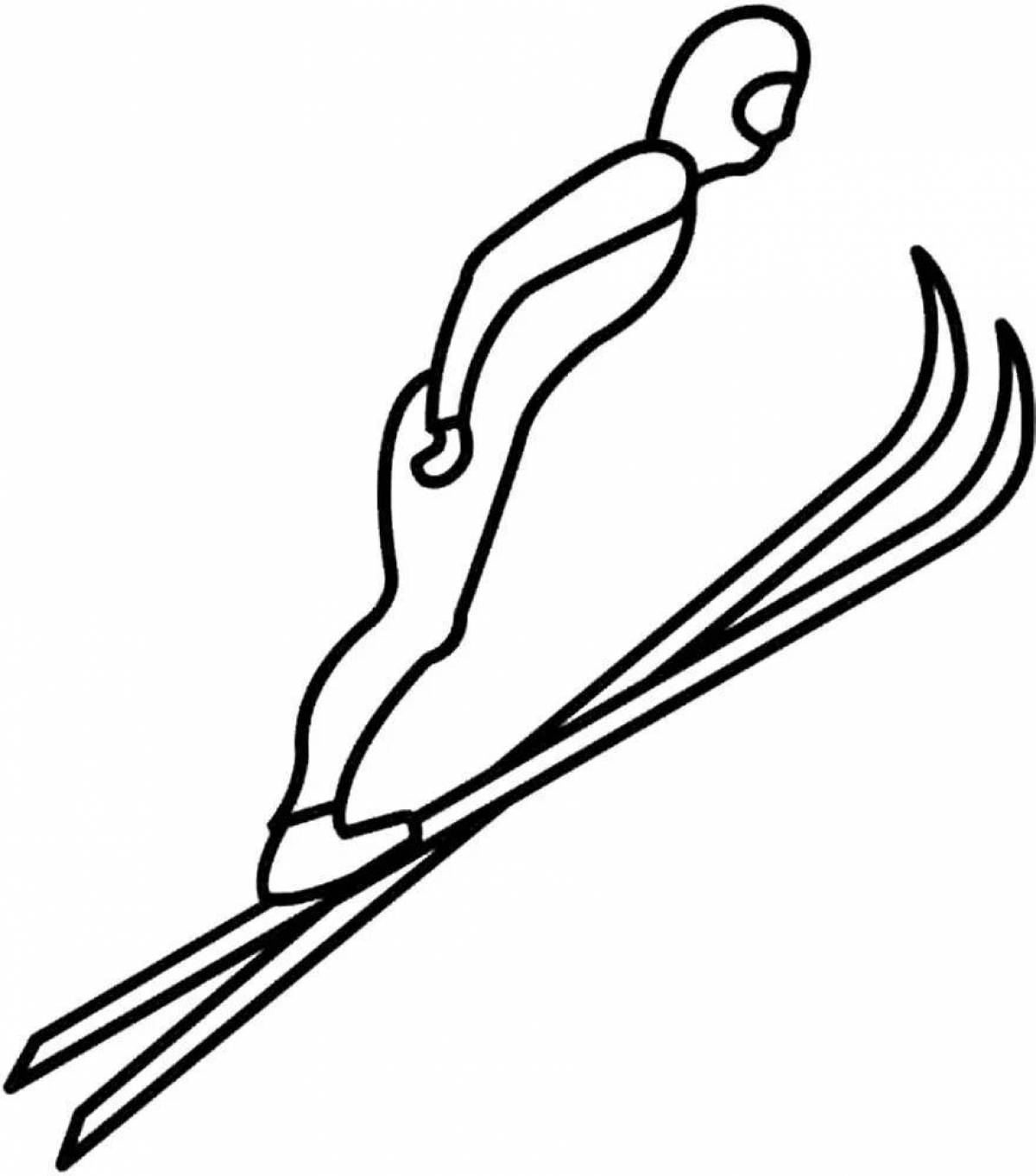 Playful skiing coloring page