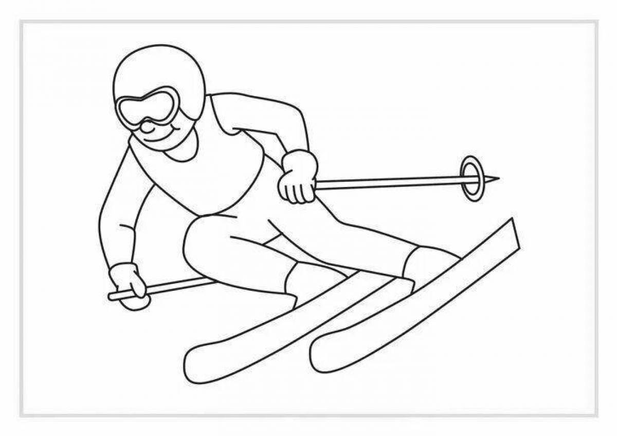 Бодрящая раскраска для катания на лыжах
