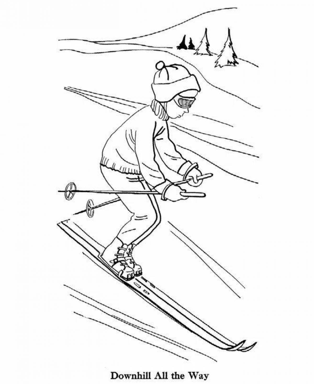 Вдохновляющая раскраска для катания на лыжах