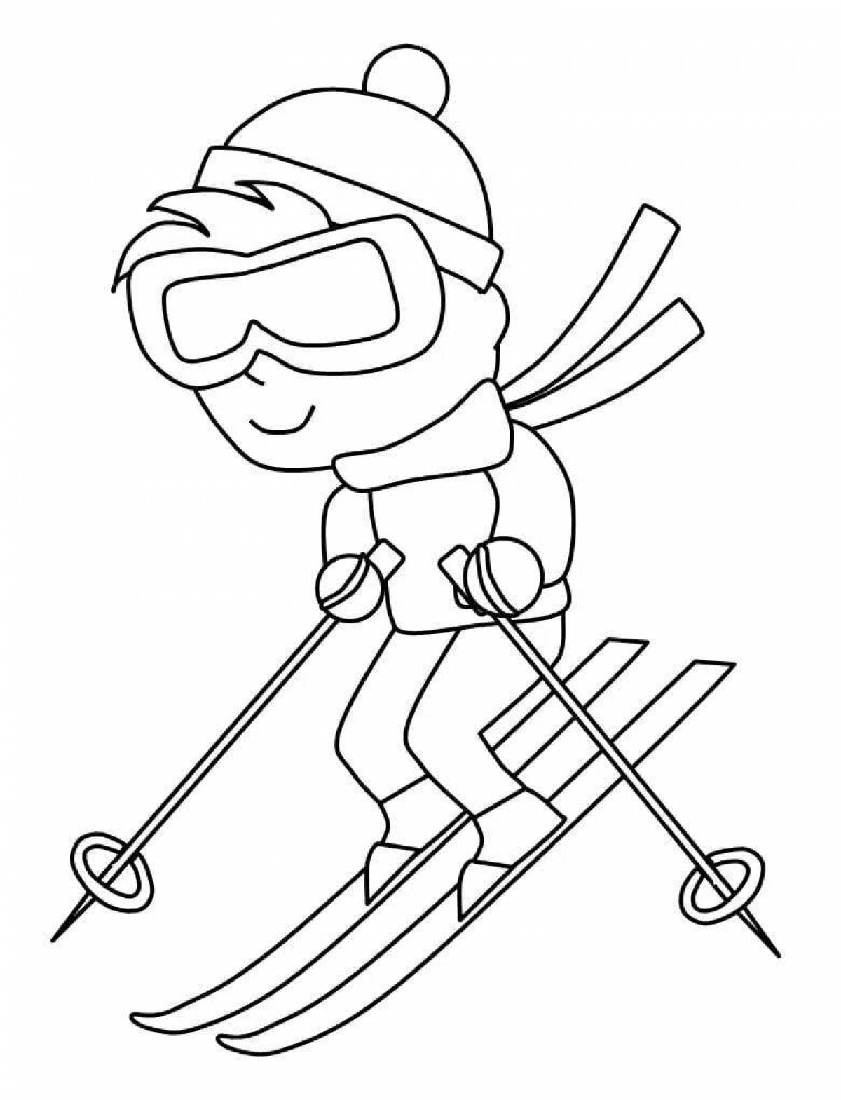 Яркая раскраска для катания на лыжах