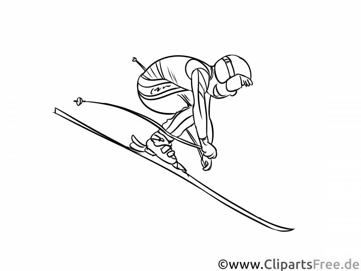 Раскраска «живое катание на лыжах»