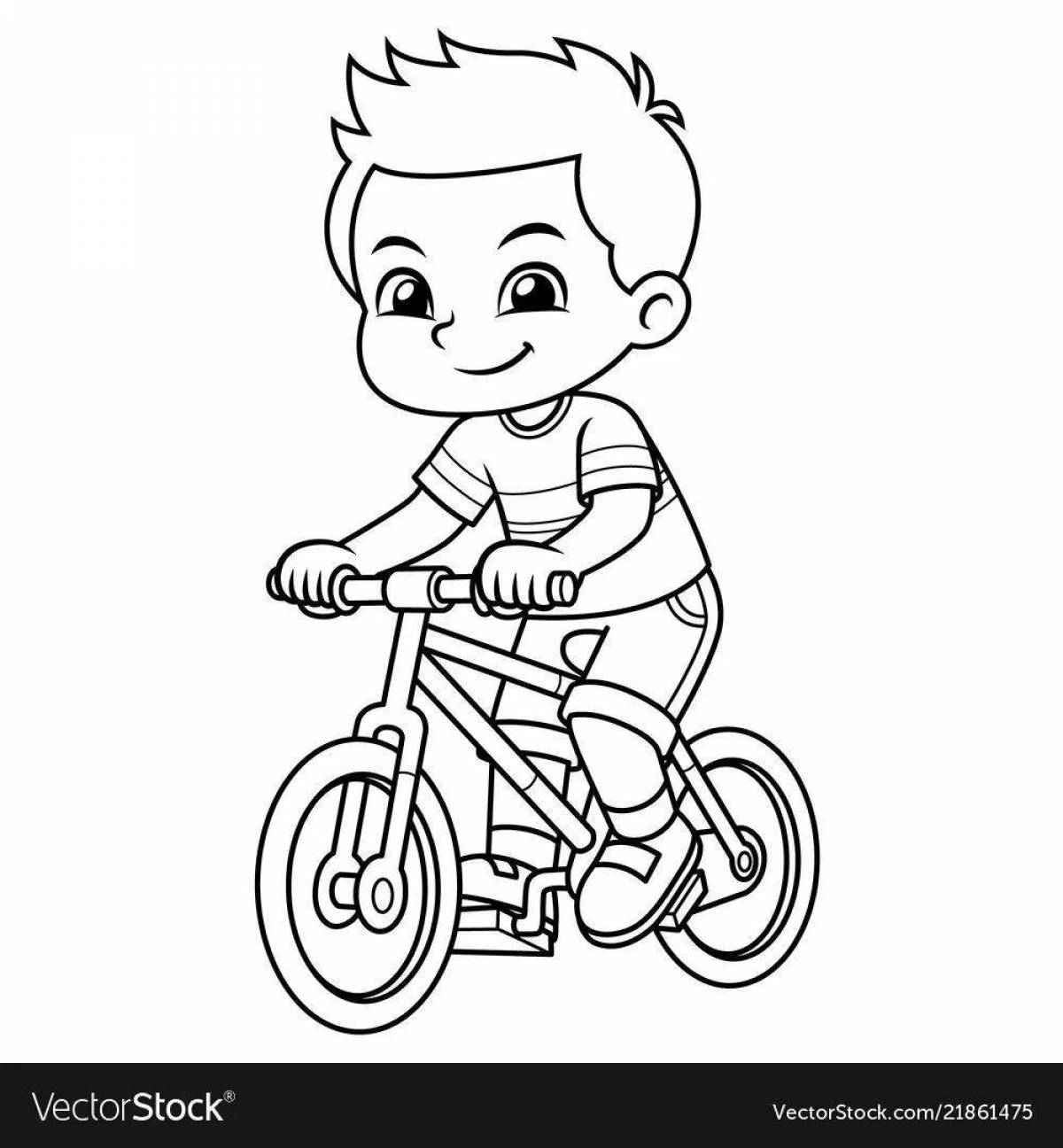 Мальчик на велосипеде раскраска