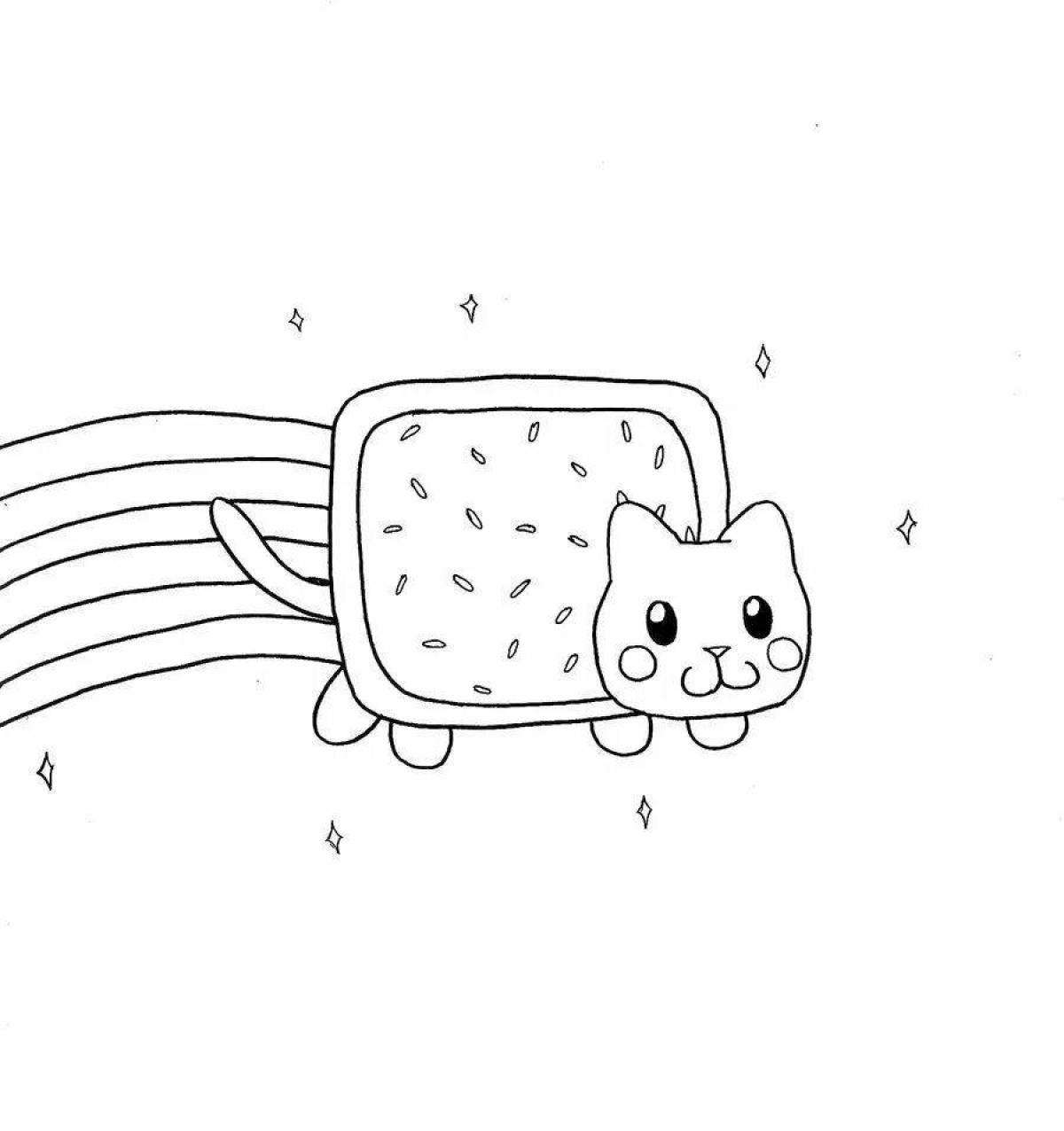 Раскраска кэт напа. Нян Кэт. Раскраски НИАН Кэт. Nyan Cat раскраска. Радужный котик раскраска.