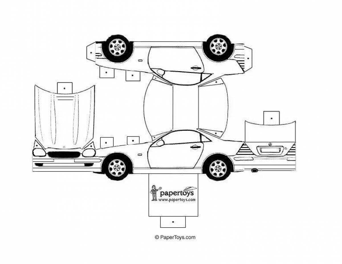 Шаблоны для склеивания из бумаги. Развертка машины Мерседес. Машины для вырезания. Развертка автомобиля схема. Выкройка машины из бумаги.