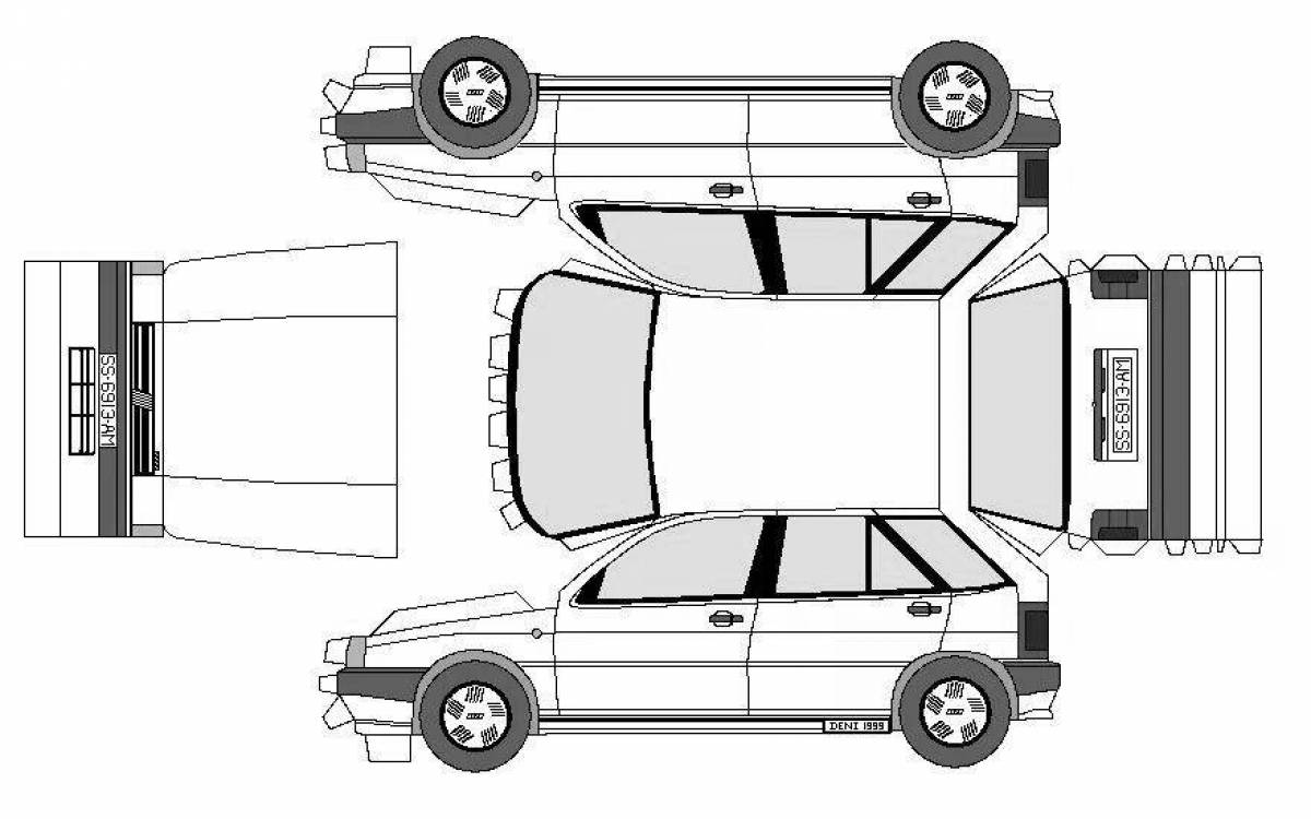Модели из бумаги для склеивания распечатать. Развертка ВАЗ 2107. Бумажный макет автомобиля. Бумажная выкройка автомобиля. Развёртка автомобиля из бумаги.