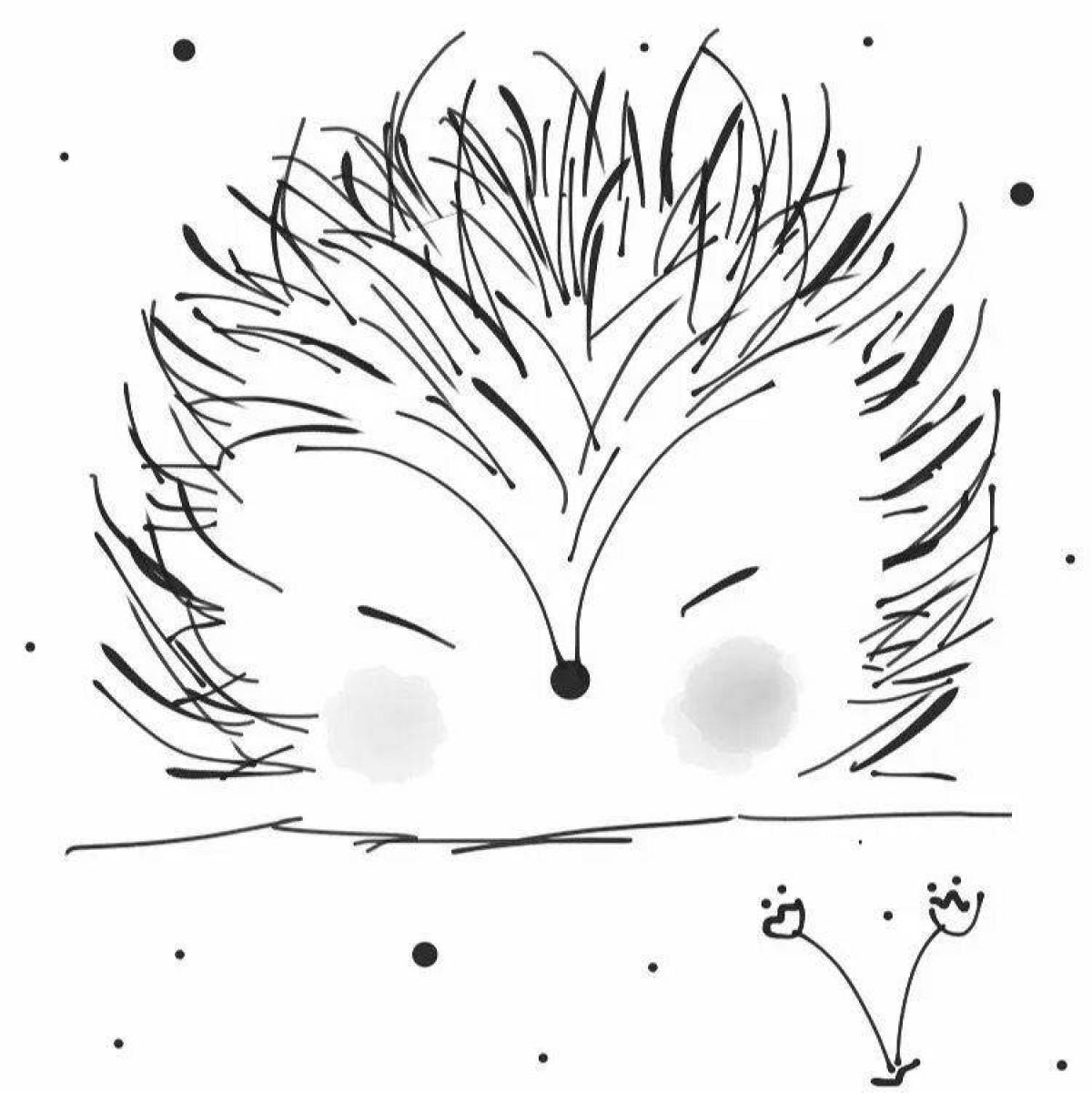 Coloring live cute hedgehog