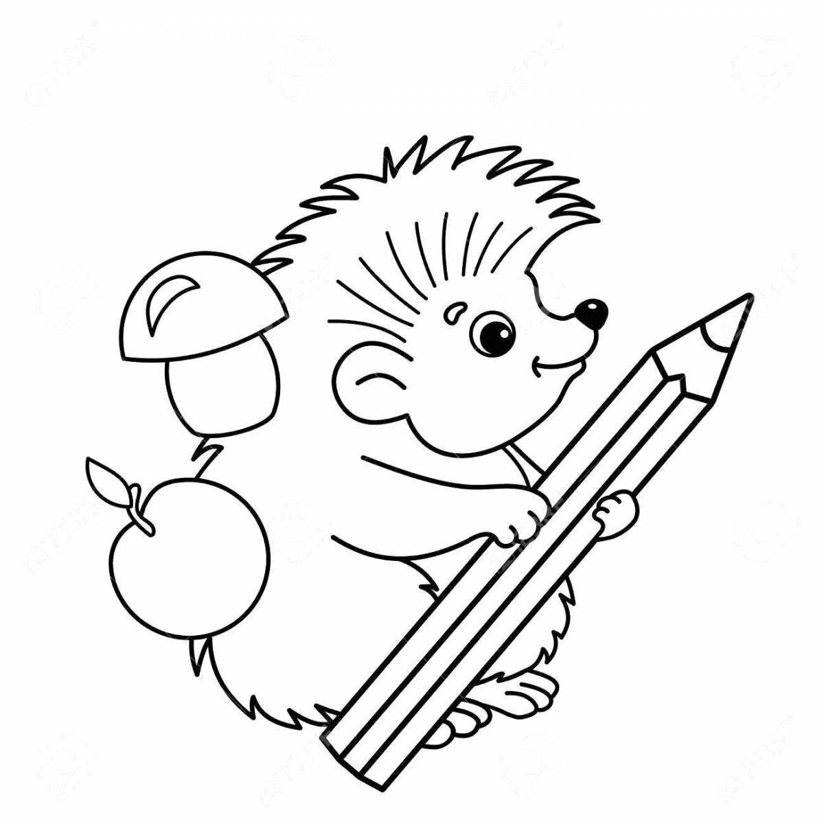 Bright cute hedgehog coloring book