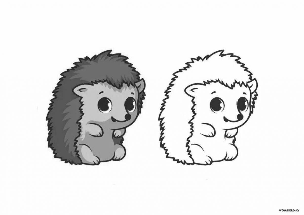 Fun coloring with cute hedgehog