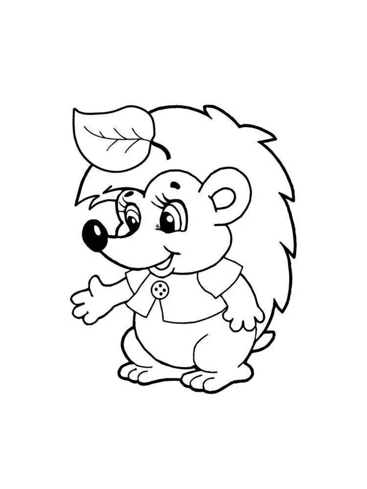 Coloring page quirky cute hedgehog