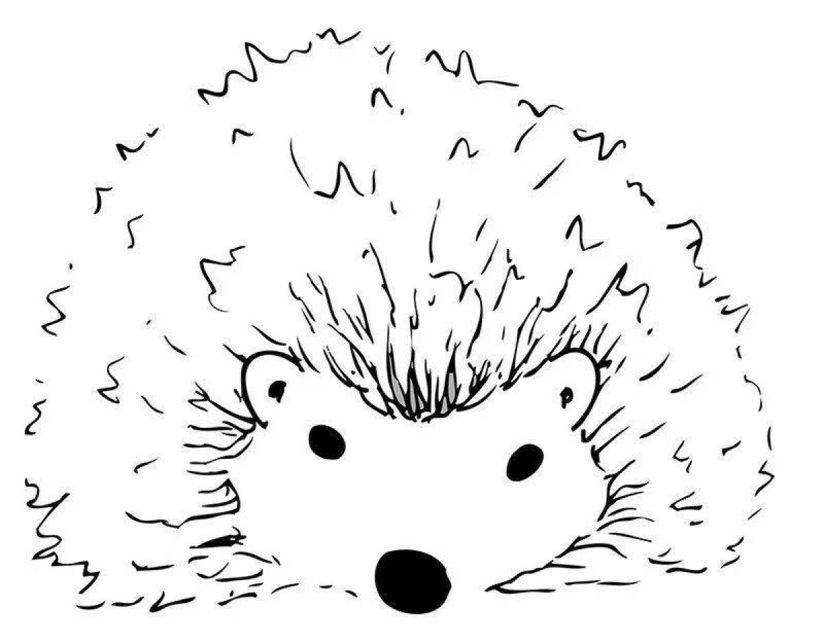 Coloring happy cute hedgehog