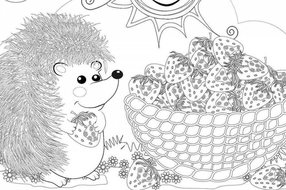 Coloring page cute cute hedgehog