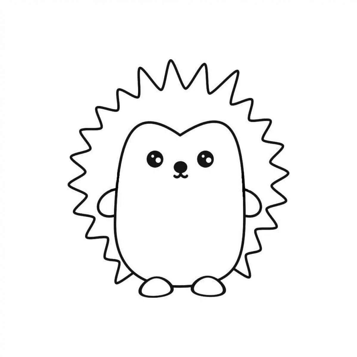 Coloring book cheerful and cheerful hedgehog