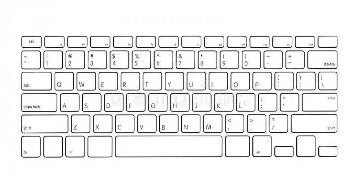Фото Яркая страница раскраски клавиатуры ноутбука