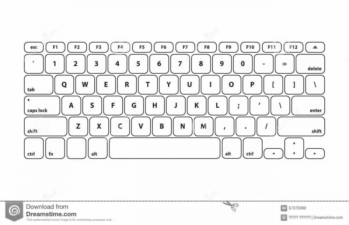 Фото Игривая страница раскраски клавиатуры ноутбука