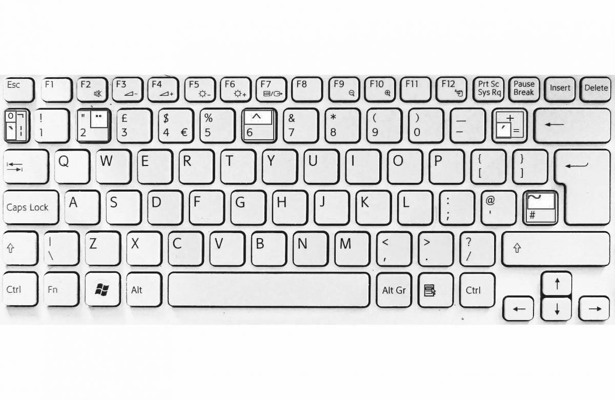 Фото Подробная страница раскраски клавиатуры ноутбука