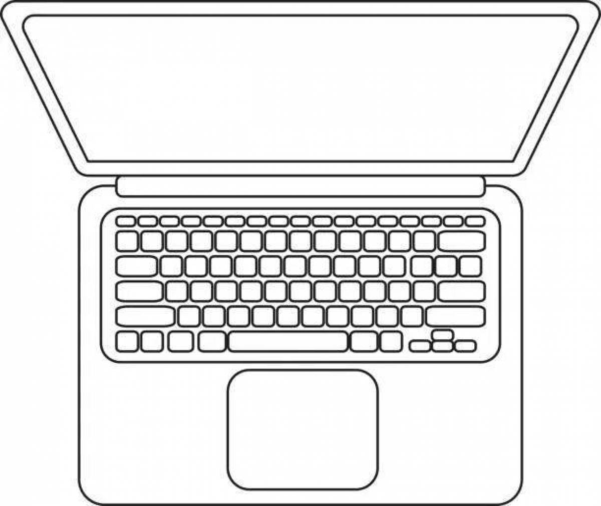 Фото Цветная страница раскраски клавиатуры ноутбука