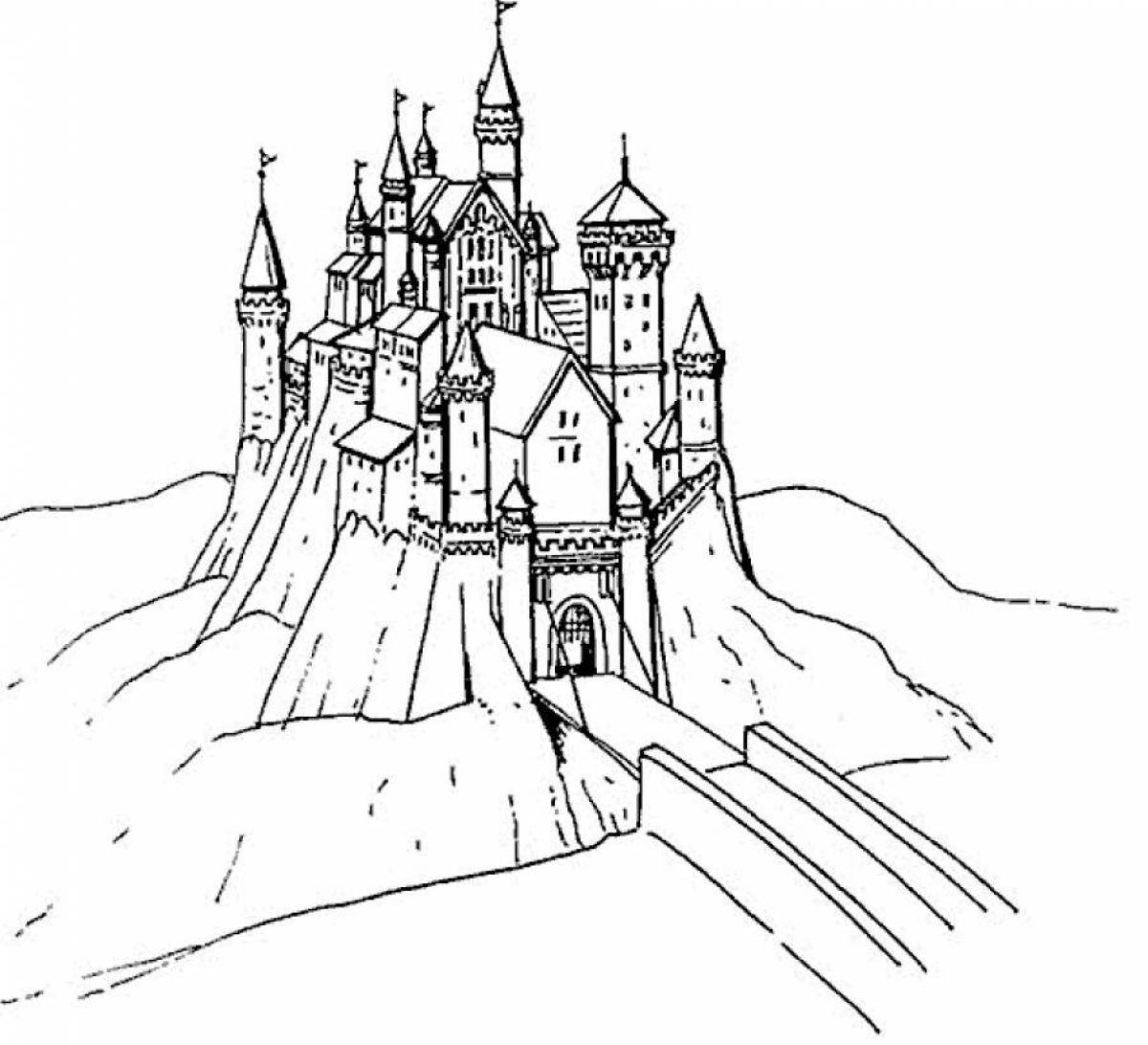 Фото Раскраска замок сияющего рыцаря