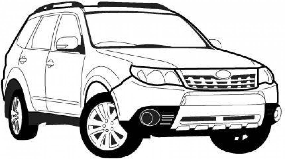 Subaru forester playful coloring page