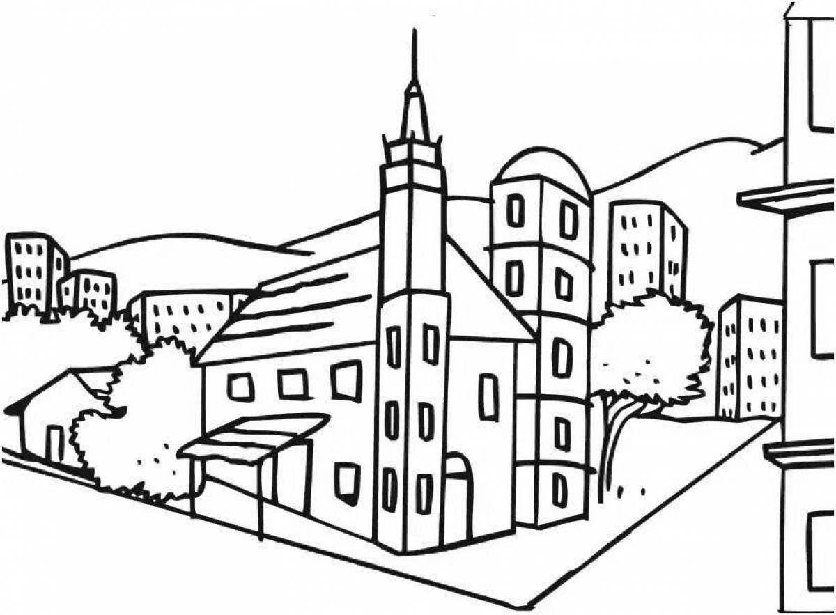 Coloring page charming city street