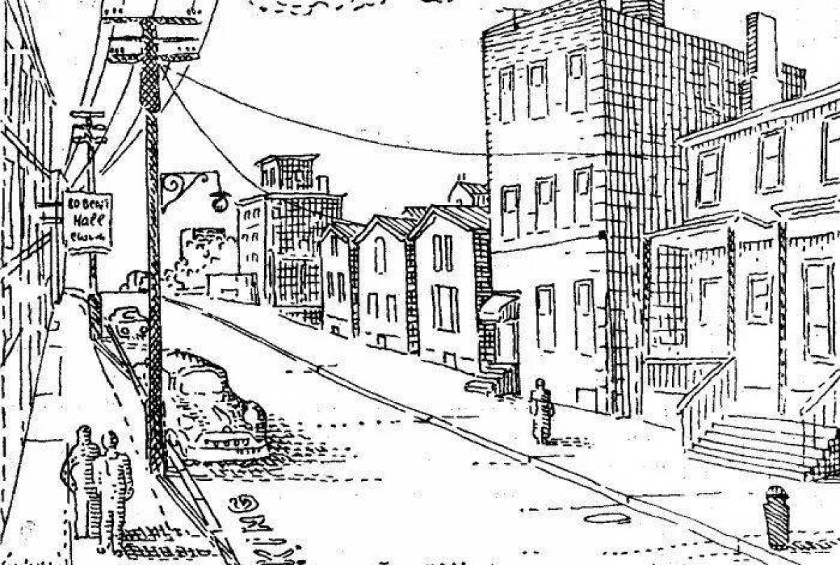 Coloring page beautiful city street