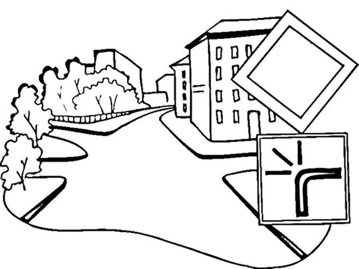 Coloring page quiet city street