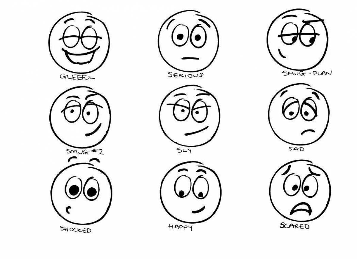 Fun coloring emoticons emotions