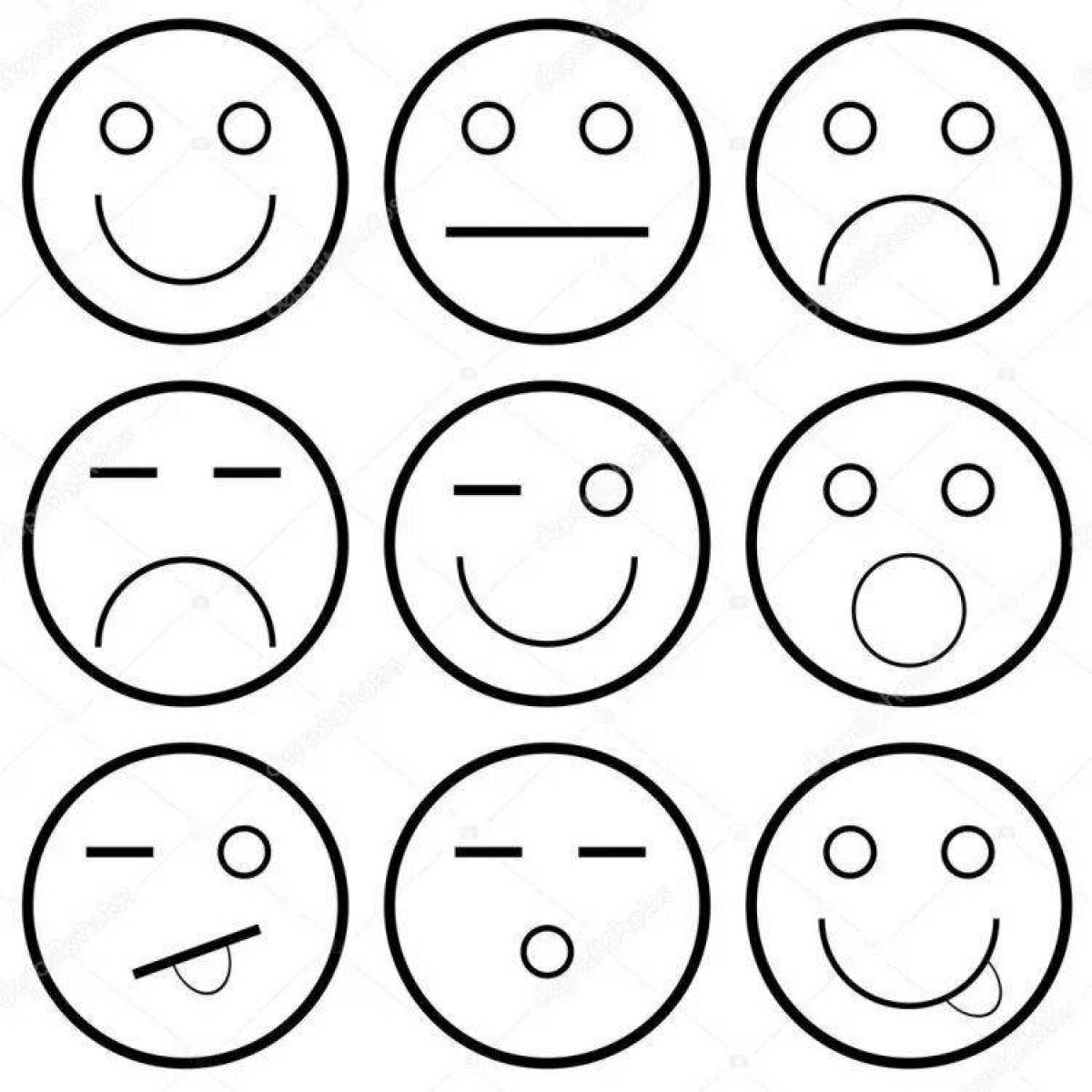 Excited coloring emoticons emotions