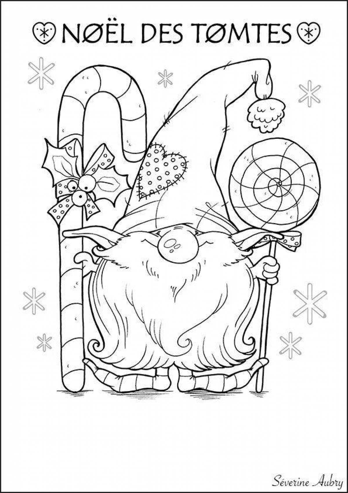 Фото Новогодняя раскраска весёлый гном